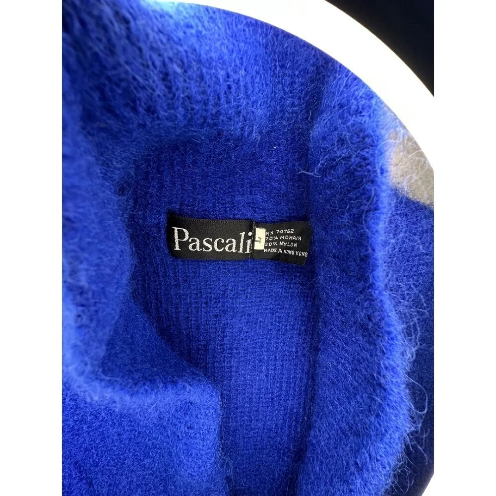 Pascali Mohair Blend Cardigan Electric Blue‎ Single Button Vintage Sweater Large - Picture 4 of 10